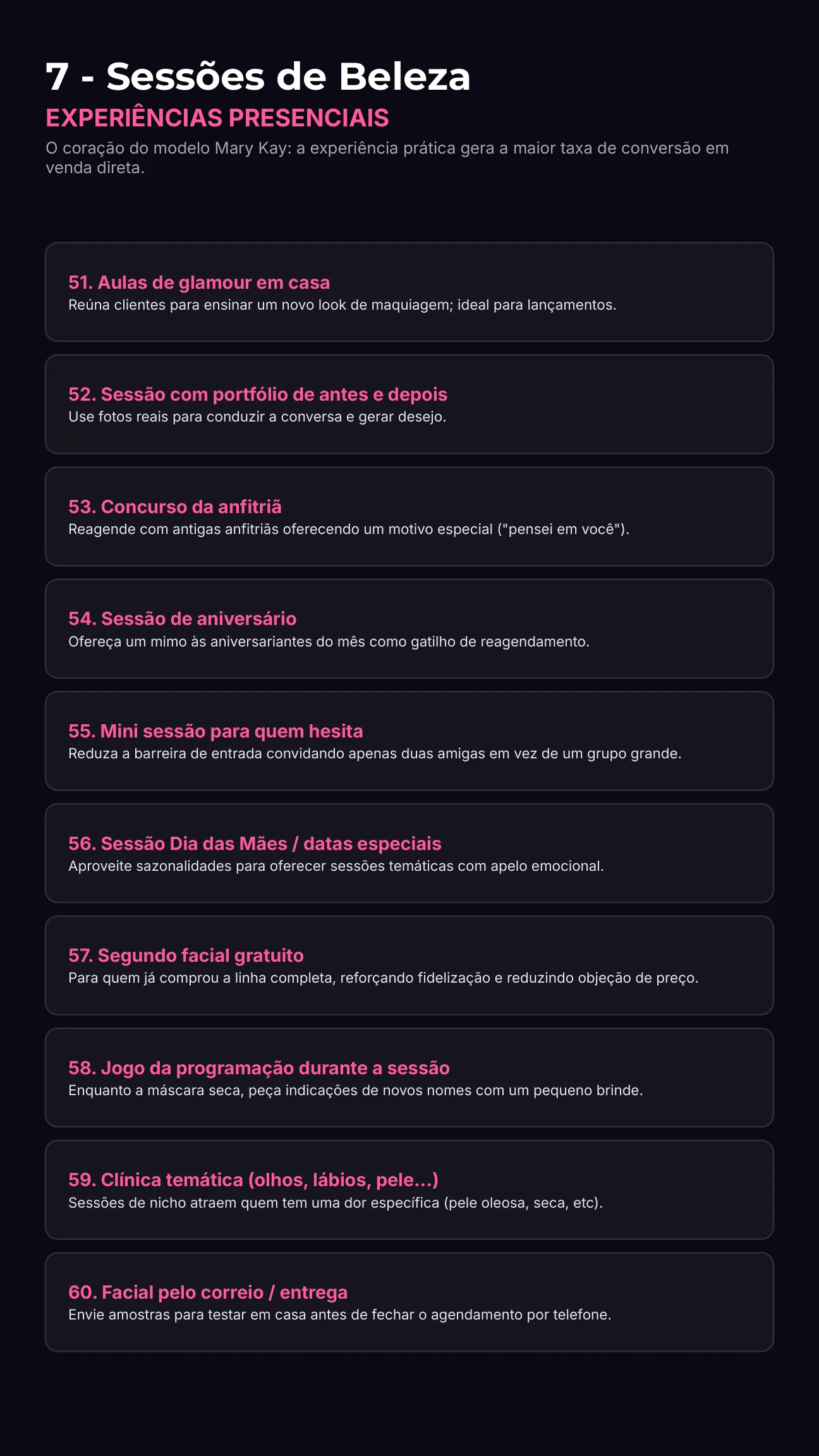 Página de Sessões de Beleza