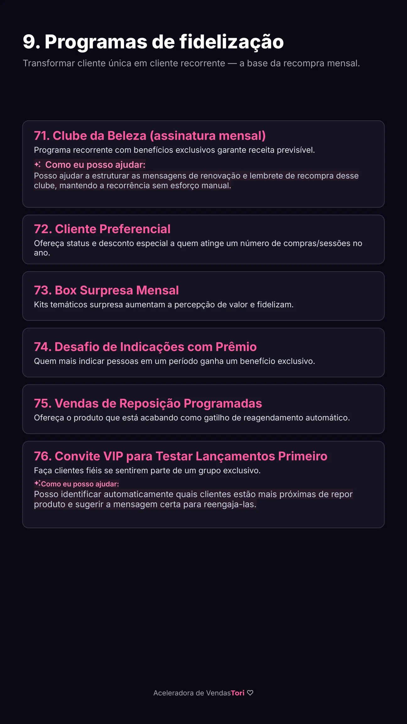 Página de Programas de Fidelização